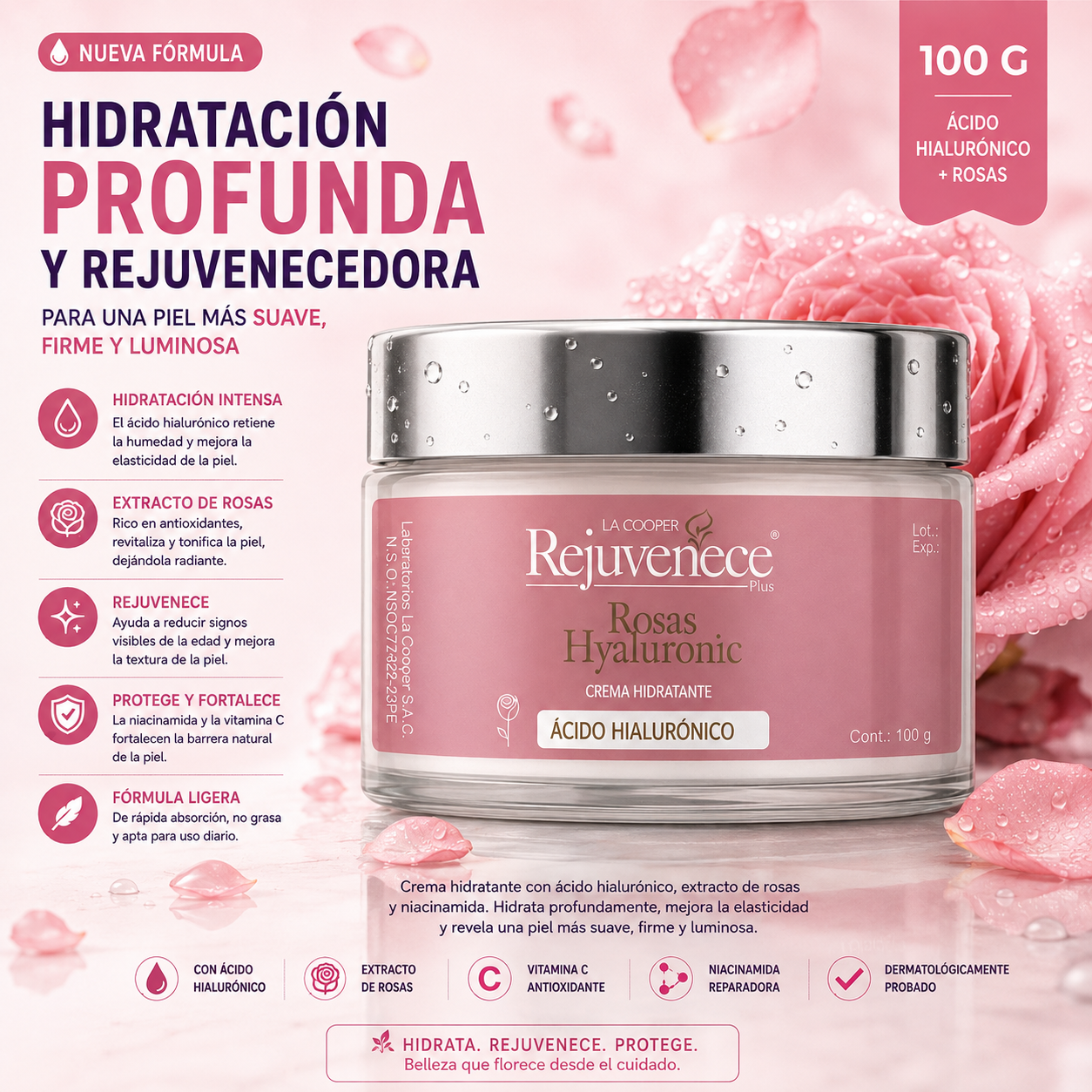CREMA HIDRATANTE DE ROSAS - LA COOPER